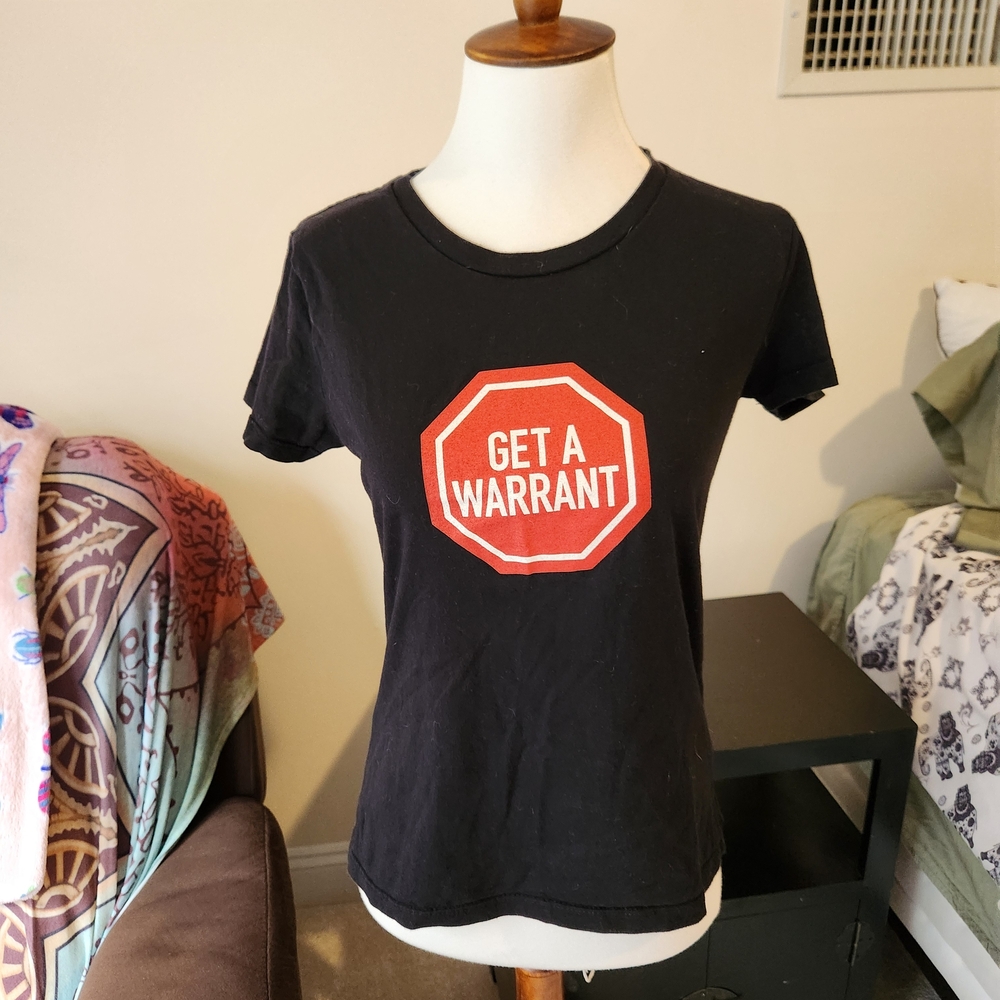 Black Graphic Tee with Red Print